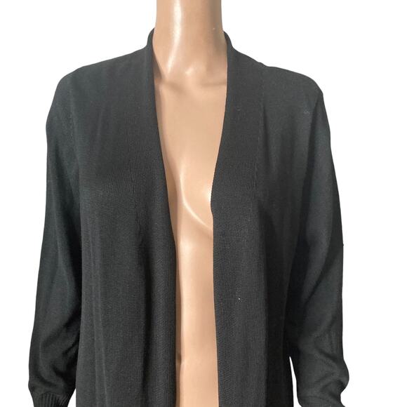 Ceny Long Cardigan Coatigan Sweater Womens Small Black Open Front Knit New - Picture 10 of 16